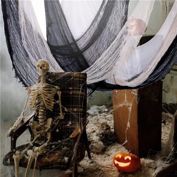 8PCS Halloween Creepy Cloth Decor Black Spooky Giant Cheesecloth-30 x 72 Inch - Picture 4 of 8